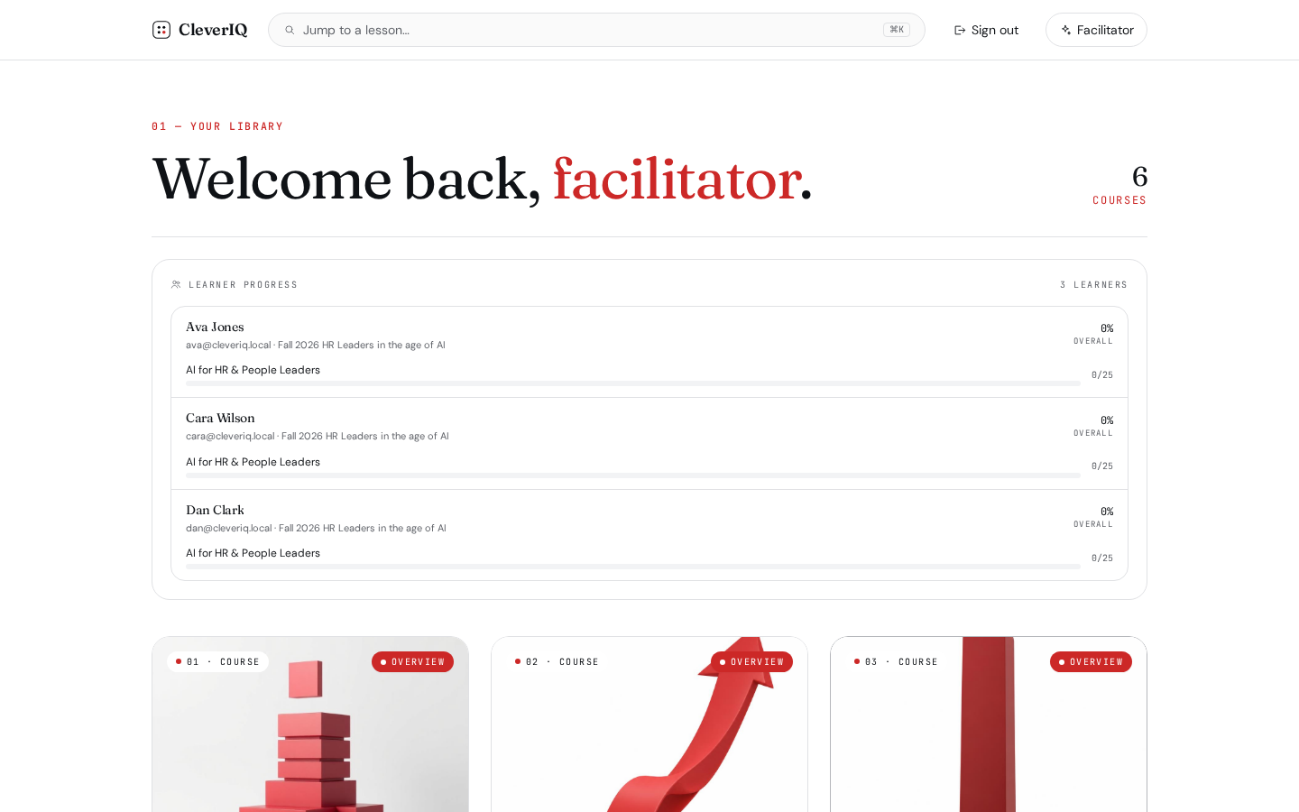Facilitator dashboard