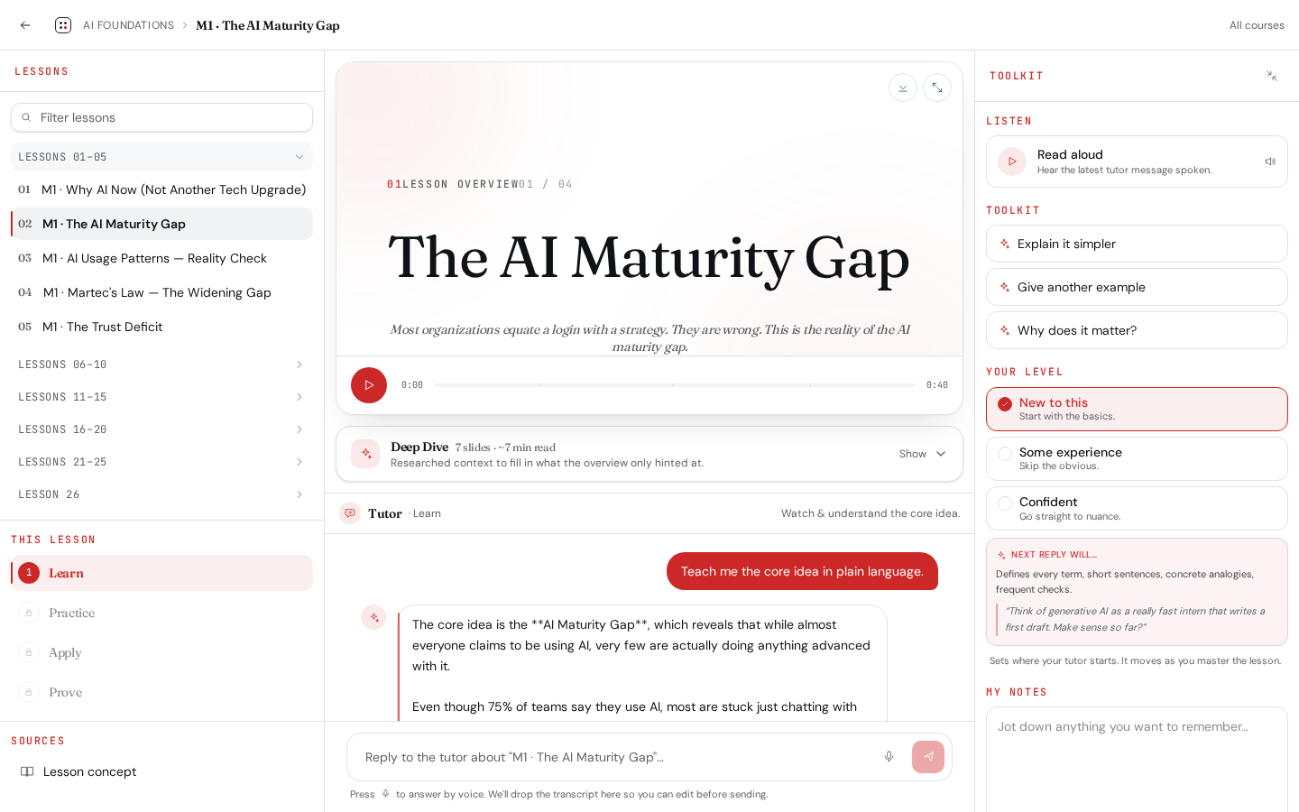 Lesson overview player with storyboard